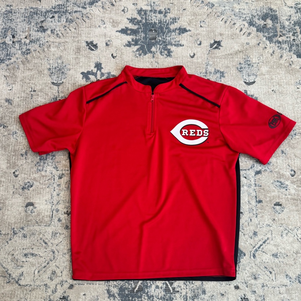 Reds MLB Baseball short sleeve Fox Sports 1/4 Zip Pullover size M